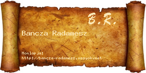 Bancza Radamesz névjegykártya